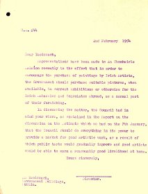 Copy of a letter from the P.J. Little, Director, Arts Council to the Taoiseach